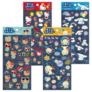 Sanrio 三麗鷗 單寧牛仔布造型貼紙 (單寧款) Kitty 大耳狗 花小兔