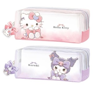 Sanrio 三麗鷗 皮質方形拉鍊筆袋 (緞帶款) Kitty 酷洛米