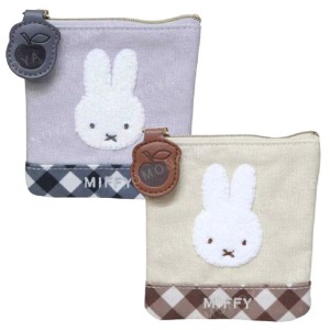 米飛兔 棉質扁平拉鍊零錢包 (格紋款)