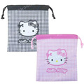 Sanrio 三麗鷗 Hello Kitty 尼龍束口袋 (千鳥格)