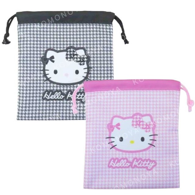 Sanrio 三麗鷗 Hello Kitty 尼龍束口袋 (千鳥格)