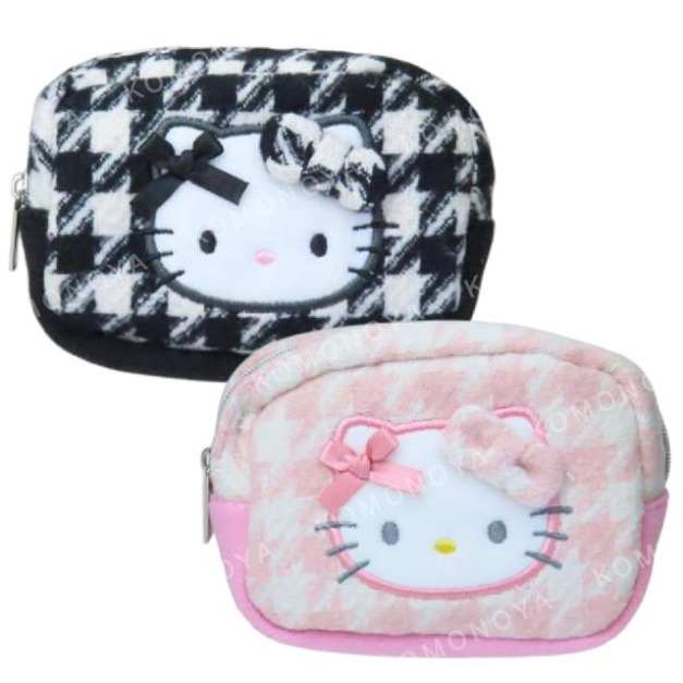 Sanrio 三麗鷗 Hello Kitty 方形化妝包 (千鳥格)