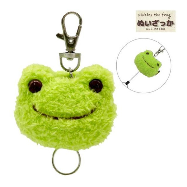 Pickles 泡菜蛙 絨毛玩偶伸縮鑰匙圈 (綠大臉款)