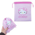 Sanrio 三麗鷗 Hello Kitty 尼龍束口袋 (千鳥格)_2