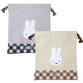 米飛兔 棉質束口袋 (格紋款)