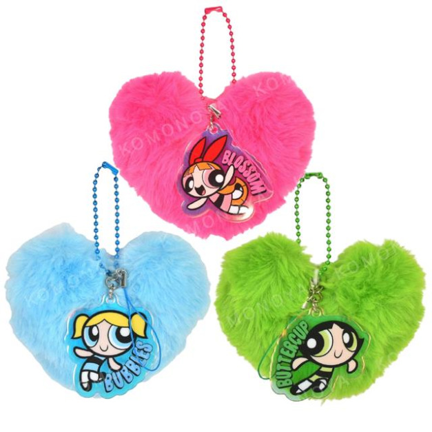 飛天小女警 絨毛造型吊飾 (愛心款) 花花 泡泡 毛毛