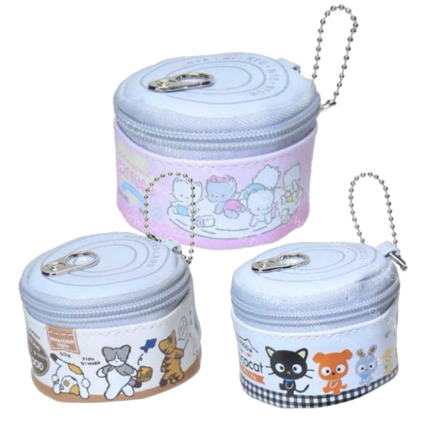 Sanrio 三麗鷗 造型收納包附吊鏈 (罐頭款) 巧克貓 Nya Ni Nyu Ne Nyon 棉花糖貓