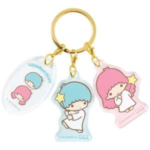 Sanrio 三麗鷗 雙子星 壓克力三連鑰匙圈 (粉藍款)