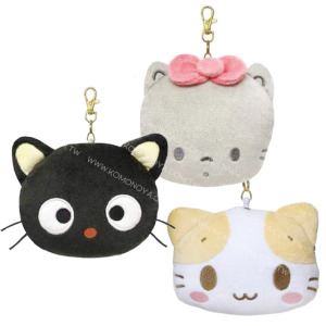 Sanrio 三麗鷗 絨毛大臉伸縮票卡零錢包 (大臉款) 巧克貓 Nya Ni Nyu Ne Nyon 棉花糖貓