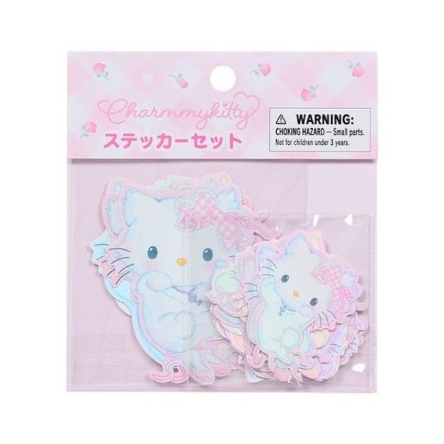 ▲特價【限購】Sanrio 三麗鷗 Charmmy Kitty 造型貼紙組 24枚入 (格紋緞帶)