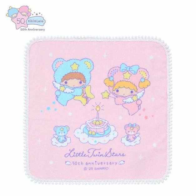 ▲預購特價【限購】Sanrio 三麗鷗 雙子星 棉質方巾 26x26cm (星空小熊)