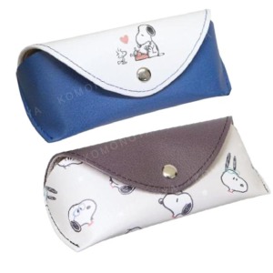 史努比 扣式眼鏡盒附拭鏡布 (白/棕款)