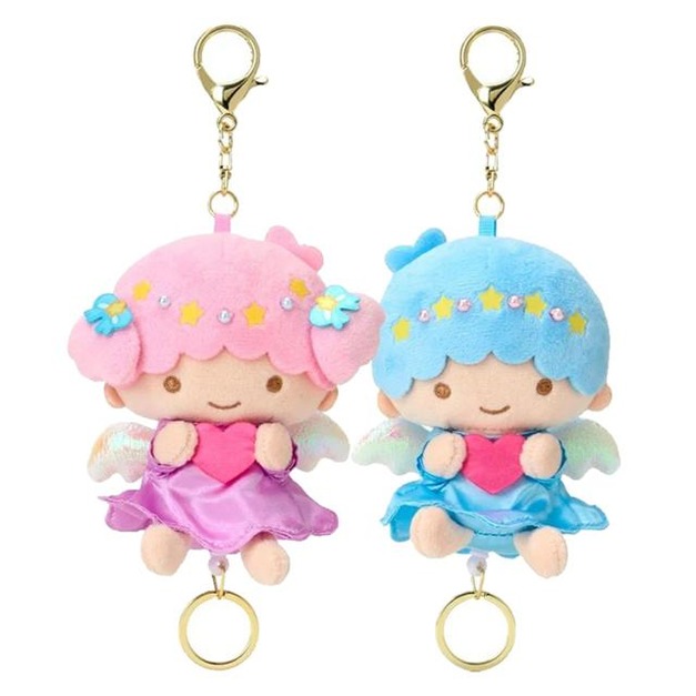 Sanrio 三麗鷗 雙子星 絨毛玩偶伸縮鑰匙圈 (天使愛心款) KIKI LALA