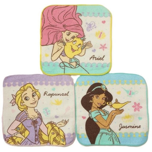迪士尼公主 純棉方巾3入組 16x16cm (人物款)