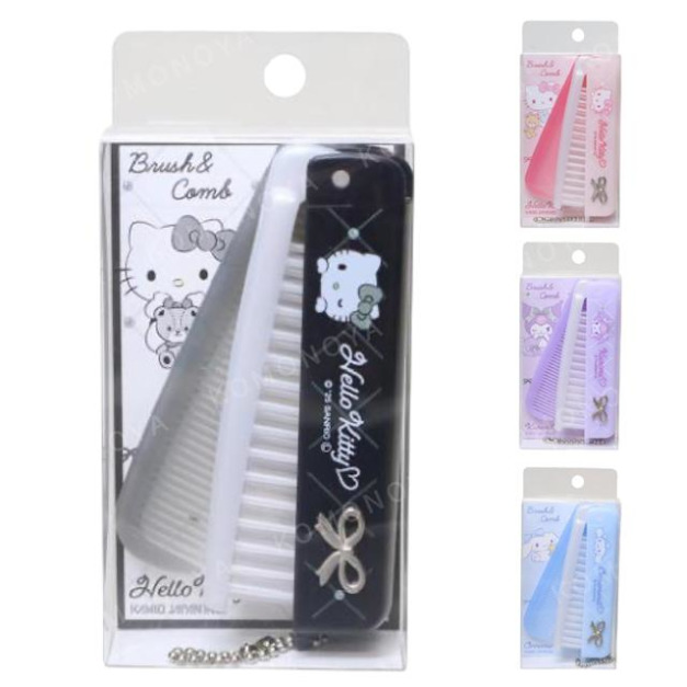 Sanrio 三麗鷗 兩用折疊梳 (銀色蝴蝶結款) Kitty 酷洛米 大耳狗