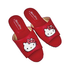 Sanrio 三麗鷗 Hello Kitty 皮質室內拖鞋 24-26cm (紅大臉)