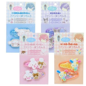 Sanrio 三麗鷗 蝴蝶結髮夾2入組 (流沙款) 大耳狗 酷洛米 花小兔 蜜糖邦尼