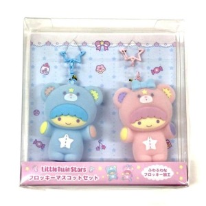 Sanrio 三麗鷗 雙子星 植絨公仔雙吊飾 (小熊裝款)