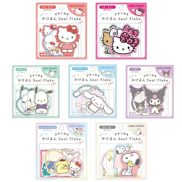 Sanrio 三麗鷗 史努比 造型貼紙40入組 (留言紙款) Kitty 大耳狗 酷洛米 帕恰狗