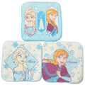 迪士尼 冰雪奇緣 純棉方巾3入組 16x16cm (藍姐妹款)