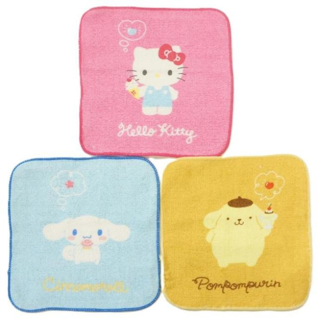 Sanrio 三麗鷗大集合 純棉方巾3入組 16x16cm (人物款)