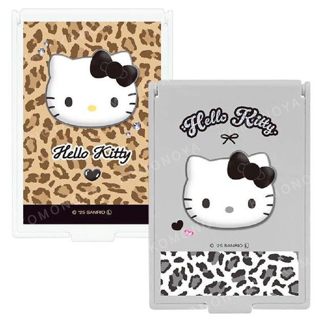 Sanrio 三麗鷗 Hello Kitty 塑膠方形隨身鏡 (豹紋款)