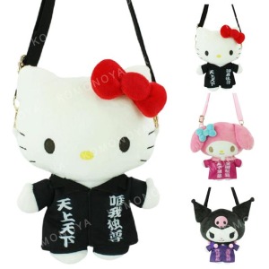 Sanrio 三麗鷗 絨毛玩偶斜背包 (夜露死苦) Kitty 美樂蒂 酷洛米
