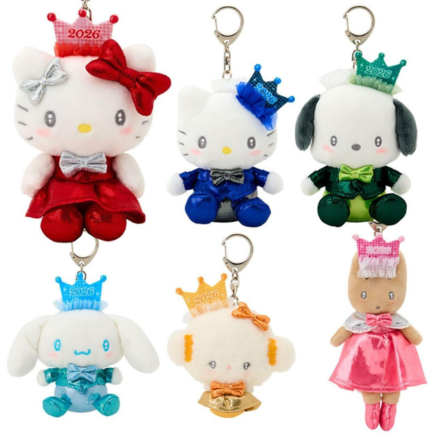 ▲特價【限購】Sanrio 三麗鷗 玩偶吊飾鑰匙圈 全套6入盲盒 (紅盒 金屬光澤系列)
