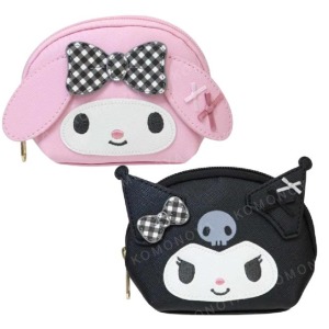 Sanrio 三麗鷗 皮質造型化妝包 (黑白格紋款) 美樂蒂 酷洛米