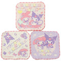 Sanrio 三麗鷗 美樂蒂 酷洛米 純棉方巾3入組 16x16cm (睡衣派對)