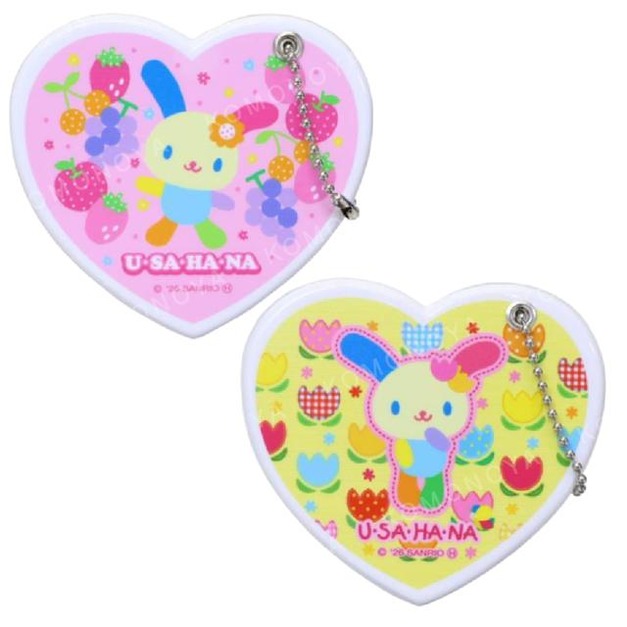 Sanrio 三麗鷗 花小兔 滑蓋隨身鏡吊飾 (愛心款)