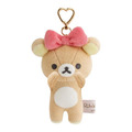 San-X 拉拉熊 絨毛玩偶鑰匙圈吊飾 (蝴蝶結款) 拉拉熊 蜜茶熊 牛奶熊_1