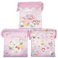 Sanrio 三麗鷗大集合 尼龍束口袋3入組 (粉紫蝴蝶結款)_2