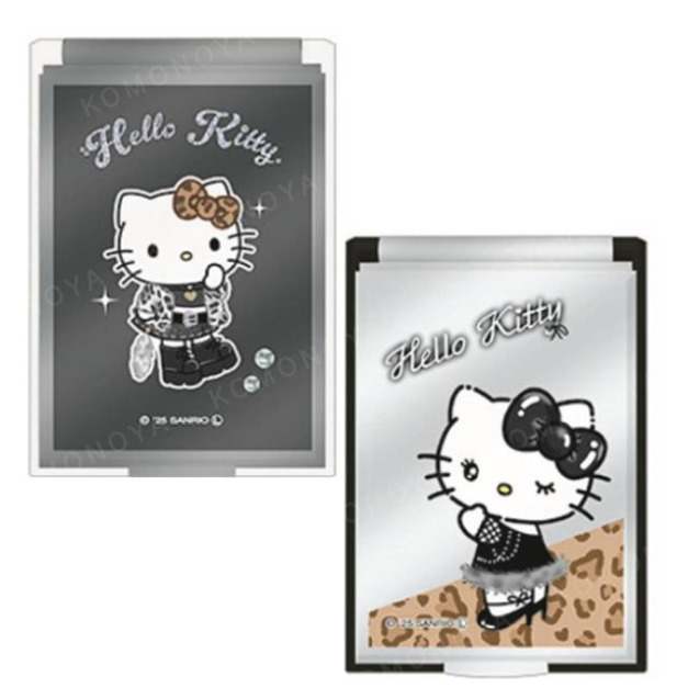 Sanrio 三麗鷗 Hello Kitty 塑膠方形隨身鏡 (豹紋款)