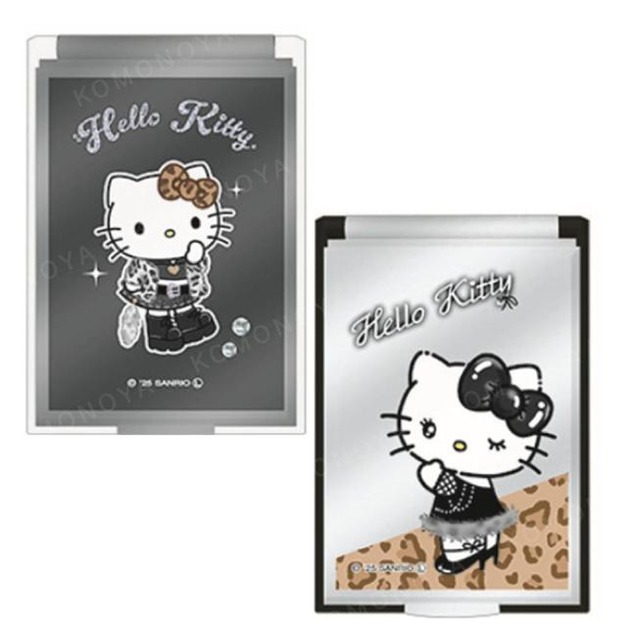 Sanrio 三麗鷗 Hello Kitty 塑膠方形隨身鏡 (豹紋款)