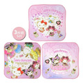 Sanrio 三麗鷗大集合 純棉方巾3入組 16x16cm (粉蝴蝶結款)