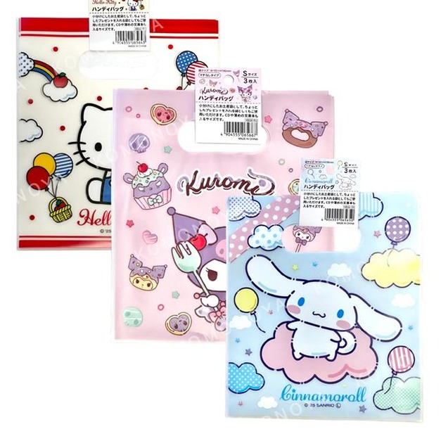 Sanrio 三麗鷗 平口提袋3入組 S (銅板小物) Kitty 大耳狗 酷洛米