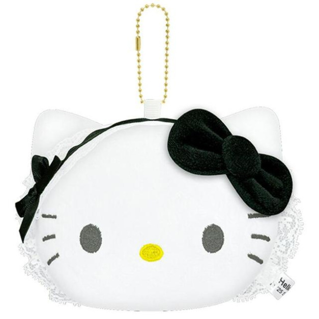 Sanrio 三麗鷗 Hello Kitty 絨毛玩偶隨身鏡 (蕾絲黑緞帶款)