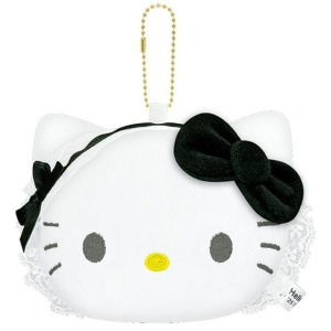 Sanrio 三麗鷗 Hello Kitty 絨毛玩偶隨身鏡 (蕾絲黑緞帶款)