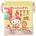 Sanrio 三麗鷗 Hello Kitty 尼龍束口袋3入組 (粉黃廚房款)_2