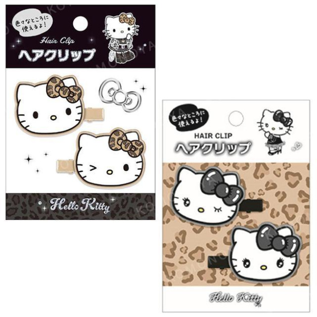 Sanrio 三麗鷗 Hello Kitty 橡膠造型髮夾2入組 (豹紋款)