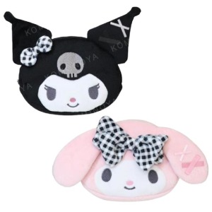 Sanrio 三麗鷗 絨毛造型化妝包 (黑白格紋款) 美樂蒂 酷洛米