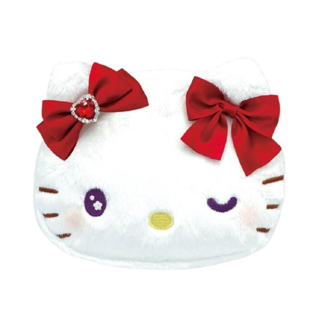 Sanrio 三麗鷗 絨毛造型化妝包 (大臉緞帶款) Kitty 大耳狗 酷洛米