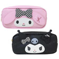 Sanrio 三麗鷗 皮質方形拉鍊筆袋 (黑白格紋款) 美樂蒂 酷洛米
