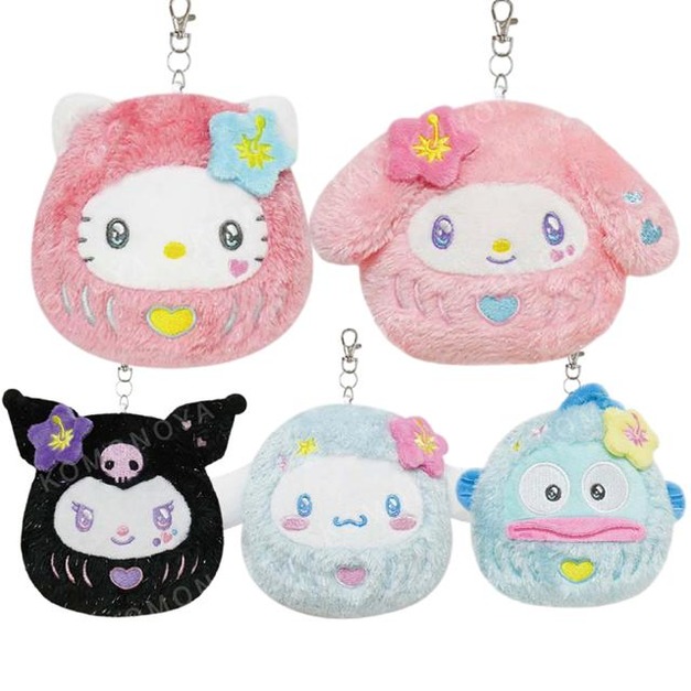 Sanrio 三麗鷗 絨毛造型伸縮票卡零錢包 (達摩款) Kitty 漢頓 大耳狗 美樂蒂