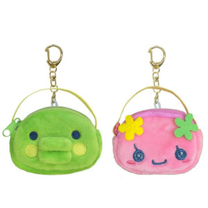 Tamagotchi 塔麻可吉 迷你絨毛收納包鑰匙圈 (大臉款) 咕嘰叭吉 花花吉