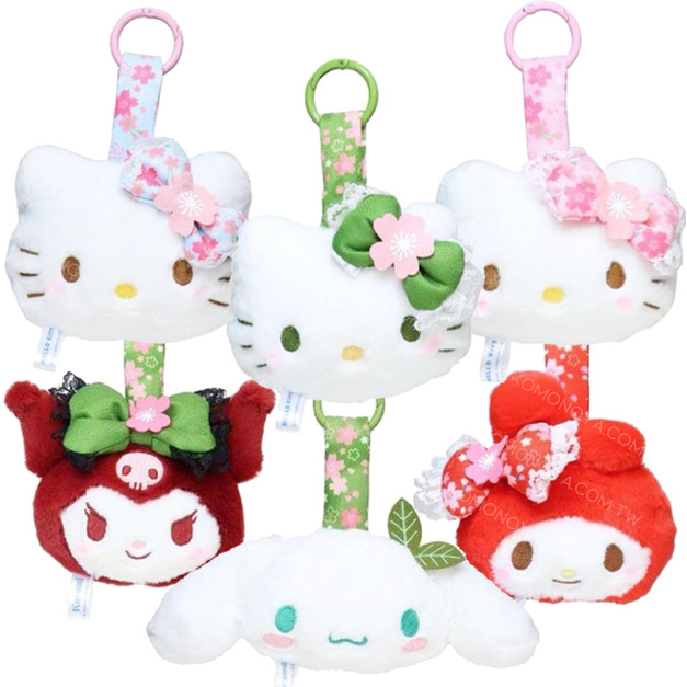 Sanrio 三麗鷗 絨毛大臉吊飾娃娃 (和風櫻花款) Kitty 美樂蒂 酷洛米 大耳狗