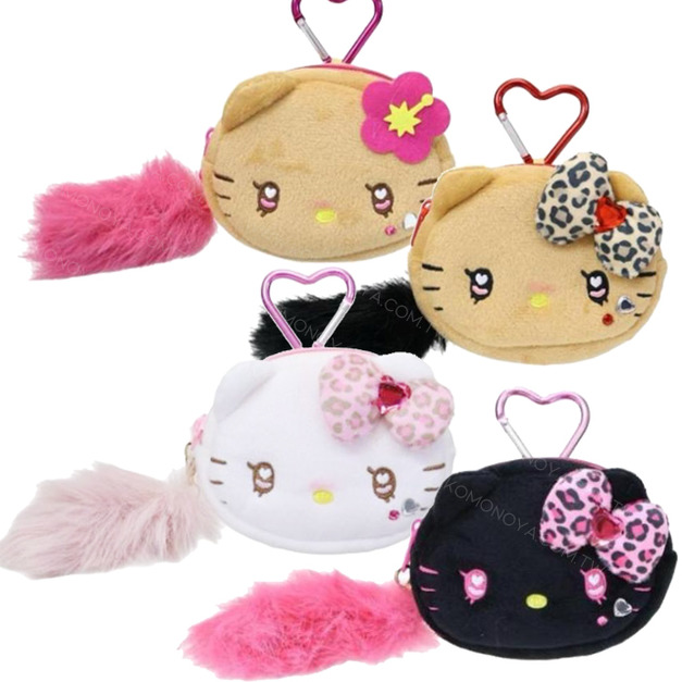 Sanrio 三麗鷗 Hello Kitty 絨毛造型愛心扣迷你化妝包 (大臉款)