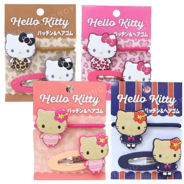 Sanrio 三麗鷗 Hello Kitty 造型髮夾髮飾2入組 (豹紋/曬黑款)