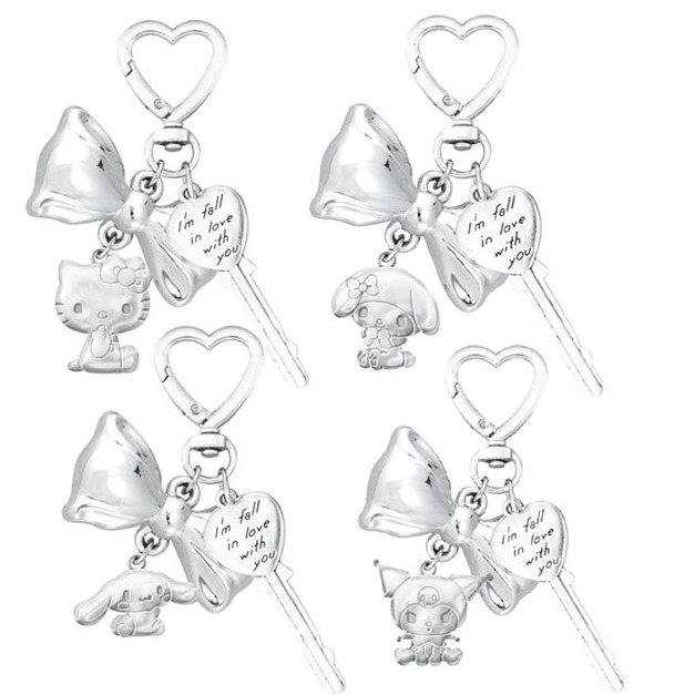 Sanrio 三麗鷗 金屬造型鑰匙圈 (銀蝴蝶結款) Kitty 美樂蒂 大耳狗 酷洛米